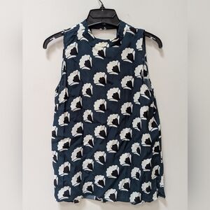 LOFT Sleeveless Blouse Small | Floral Popover Shell | Workwear or Casual Chic